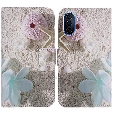 Imagem de TienJueShi Sea Star Fashion Stand TPU Silicone Book Stand Flip PU Leather Protector Phone Case para Huawei Nova Y70 Plus 6,7 polegadas Capa Carteira Etui