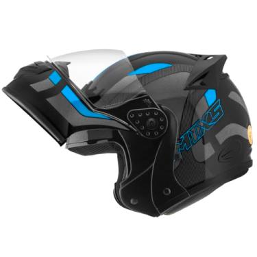 Imagem de Capacete de Moto Mixs MX Gladiator Delta Articulado Escamoteável Robocop Cinza Com Azul 56