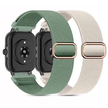 Imagem de Kollody Pacote com 2 pulseiras de relógio de nylon elástico compatíveis com Amazfit Active 2/Active, pulseiras de substituição elásticas macias de 20 mm para Amazfit Bip 3 Pro/3/U Pro/GTR mini/GTS 4/3