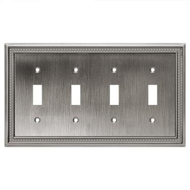 Imagem de Henne Bery Sunken Pearls Capa decorativa para tomada de placa de interruptor de placa de parede (interruptor quádruplo, prata de herança)