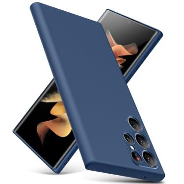 Imagem de YSLBWLE Capa para Samsung Galaxy S23 Ultra, capa fina de silicone líquido, à prova de choque, capa de telefone fina para Samsung Galaxy S23 Ultra, capa protetora de câmera de corpo inteiro - azul