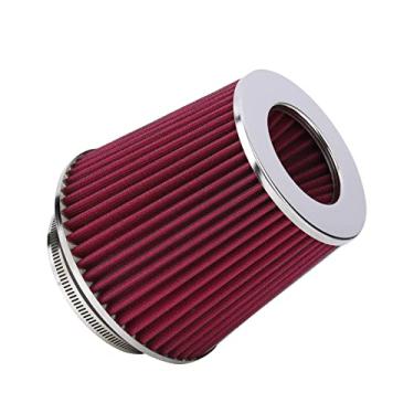 Imagem de Filtro de ar de fixação universal serve para 3 pol/3,5 pol/4 em três tamanhos diferentes, altura: 14 cm, comprimento: 3 cm, alto fluxo redondo cônico lavável para carro e motocicleta