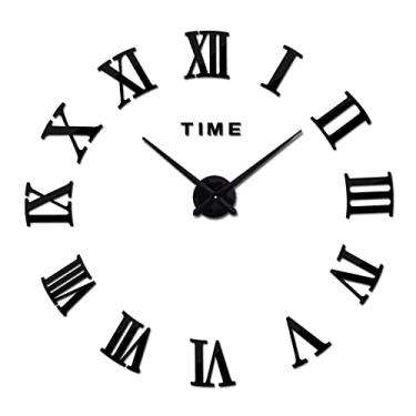 Imagem de Relógio de parede silencioso 3D acrílico espelho relógio de parede DIY relógio de quartzo relógios natureza morta adesivos modernos sala de estar relógio decoração (cor: cinza escuro, tamanho: 68,5