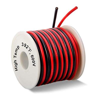 Imagem de Fio elétrico, fio de cobre trançado flexível, cabo de extensão para lâmpada de fita de LED ou outro aparelho elétrico da MILAPEAK, e)14 AWG Silicone Wire 40ft -20ft Black+20ft Red
