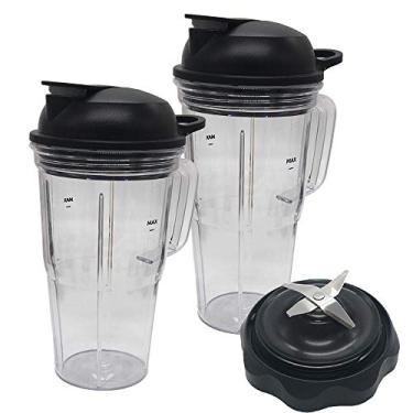 Imagem de Combo de liquidificador de substituição, lâmina extratora de fácil torção com pote pessoal de suco de 680 g e tampa para usar, compatível com o liquidificador NutriBullet Blender Comb Blender (5, 2 x