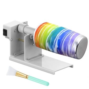 Imagem de ERZHE Copo giratório de 2 maneiras para artesanato, virador de copo para fazer você mesmo epóxi com glitter, kit de máquina giratória para iniciantes