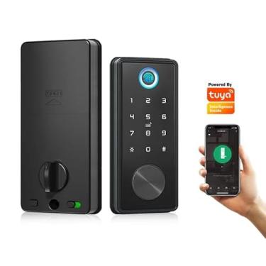 Imagem de Fechadura Eletrônica Inteligente, Desbloqueio por Biometria, Senha, Tags, Cartão Inteligente, Chave Mecânica e Remotamente pelo App Compatível Tuya, Design Moderno