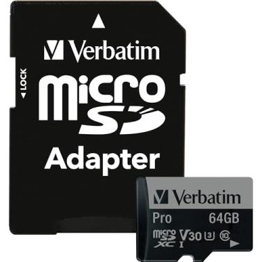 Imagem de Verbatim Cartão de memória 64GB Pro 600X microSDXC com adaptador, UHS-I V30 U3 Classe 10