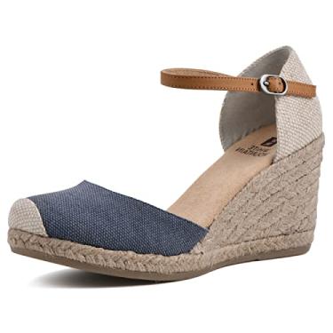 Imagem de WHITE MOUNTAIN Sandália feminina Mamba Espadrille Wedge, Azul denim/fabuloso, 40
