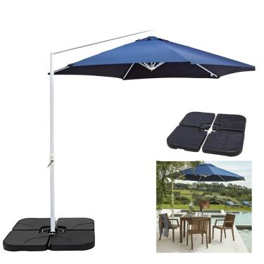 Imagem de Kit Ombrelone Lateral Suspenso 3m Malibu Com Manivela + Base 60L Quadrada - Mor