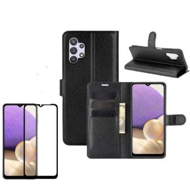 Imagem de Capa Capinha Carteira + Película Vidro 3D Para Samsung Galaxy A32 (4G)