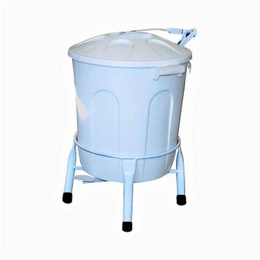 Imagem de Lixeira Plástica com Suporte Pedal em Aço Branca 10 Litros