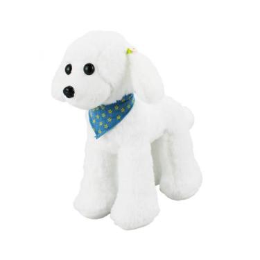 Imagem de Cachorro Branco Poodle Bandana 30cm - Pelúcia - Fofy Toys