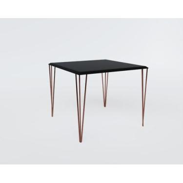 Imagem de Mesa Eames Clips De Ferro Cobre Tampo Quadrado Preto 90x90 - House Des