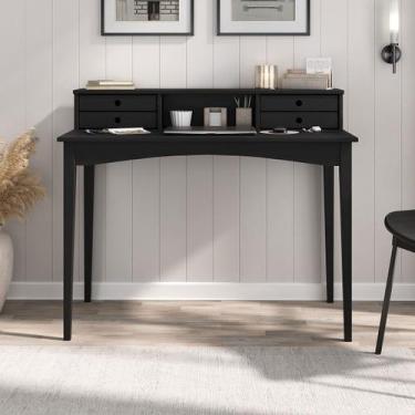 Imagem de Mesa Escrivaninha Preto Retro Escritório Madeira Milano 4 Gavetas 1 Ni