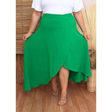 Imagem de Saia Envelope Plus Size Extragrande G1 G2 G3 Moda Verão, Verde