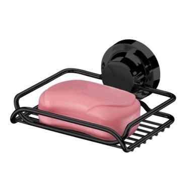 Imagem de Suporte Saboneteira Porta Sabonete Com Ventosa Banheiro Preto Ônix - 4