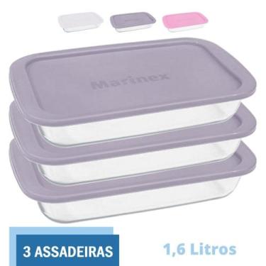 Imagem de Assadeira Retangular Vidro C Tampa 1,6L Marinex Nadir - 3 Un - NADIR F