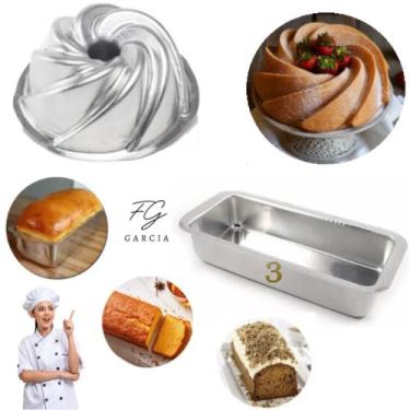Imagem de Kit De 1 Forma Vulcão Com Cone Para Bolo Bundt + 1 Forma De Bolo Inglê