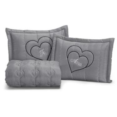 Imagem de Kit Coxa Te amo Casal 3 peças Matelada Bordada uso diário - ENXOVAIS C