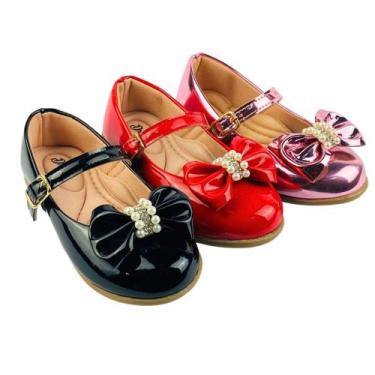 Imagem de Kit Com 3 Pares Sapatilha Infantil Menina Boneca Verniz Confortável SP