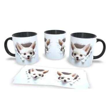 Imagem de Caneca Preta de Porcelana Personalizadas Arte Espelhada em 3D Animais (Dog 3)
