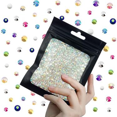 Imagem de CLRDIVA 3000 peças de strass de resina transparente AB Flatback de 4 mm a granel pedras de gelatina cristais de costas planas sem hotfix pedras de atacado diamantes para artesanato copos rosto olho maquiagem unhas Bling DIY decoração
