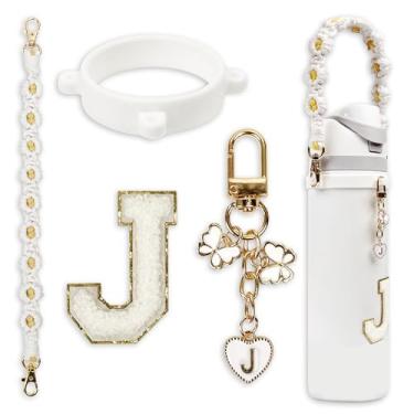 Imagem de Conjunto de pingentes de letras fofas compatível com garrafa de água Owala 680 g, 946 ml, 1,13 g, Owala Kids, copo de café Owala FreeSip – Inclui alça de alça, para acessórios Owala & Stanley Cup