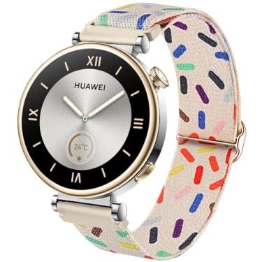 Imagem de DEALELE Pulseiras femininas compatíveis com Huawei Watch GT5 Pro de 42 mm/GT5 de 41 mm/GT4 de 41 mm/Garmin Venu 3S/Forerunner 265S/Fossil Gen 6, pulseira de nylon elástica colorida de 18 mm para
