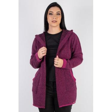 Imagem de Casaco feminino de malha com bolso e capuz 60015 - Domizia, M, Pink, P