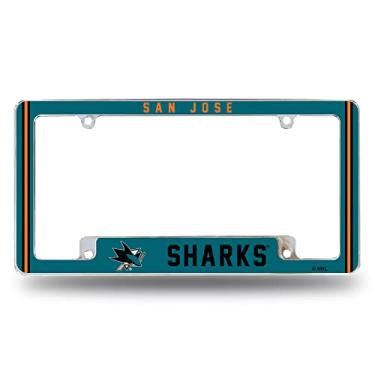 Imagem de Rico Industries Moldura de placa automotiva NHL San Jose Sharks Classic 30,48 cm x 15,24 cm cromada para carro/caminhão/SUV
