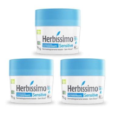 Imagem de Kit 3 Desodorante Creme Herbissimo Sensitive Antitranspirante 55g