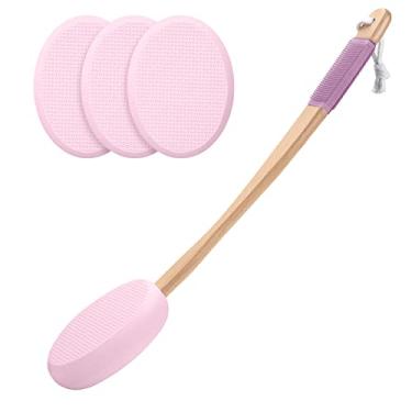 Imagem de AmazerBath Aplicador de loção para costas, pés, 4 almofadas substituíveis com alça longa, aplicador de protetor solar nas costas para idosos, mulheres, aplique creme medicinal creme hidratante para