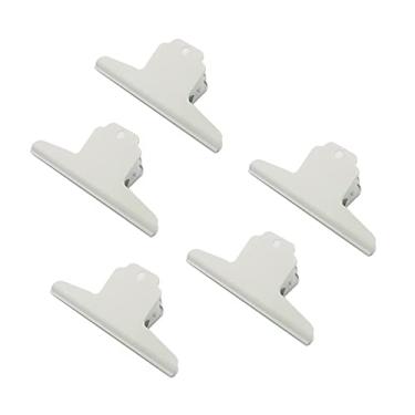 Imagem de Clipes grandes de 15 cm, pacote com 5 clipes de fichário de arquivo de aço inoxidável, grampos, clipes de papel para saco de comida de metal para material escolar de escritório em casa (branco)