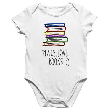 Imagem de Body Bebê Algodão Peace Love Books - Foca na Moda, Branco, GG