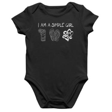 Imagem de Body Bebê Algodão I Am A Simple Girl - Foca na Moda, Preto, M