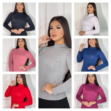 Imagem de Kit 3 Blusas Feminina Gola Alta Manga Longa Segunda Pele, inverno - GK