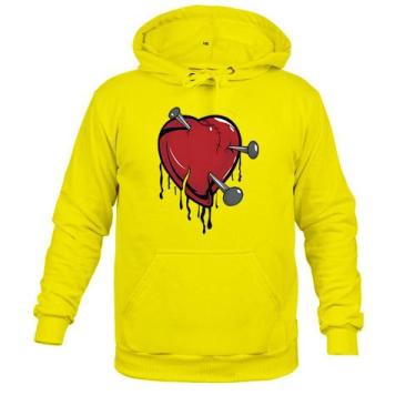 Imagem de Moletom 100% Algodão Inverno Coração Prego - Surprass, Amarelo, P