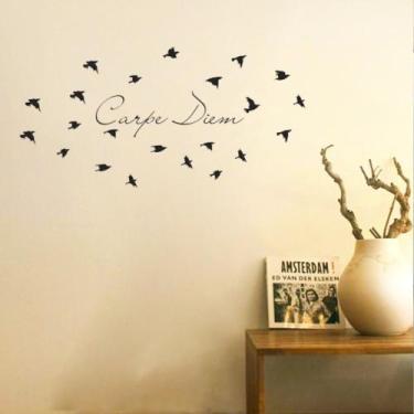 Imagem de Adesivo De Parede Decorativo Decal Sala Carpe Diem Pássaros - DEKAL IM