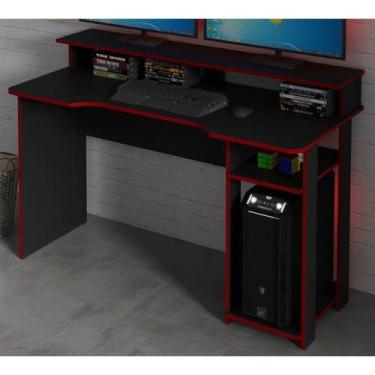 Imagem de Mesa Para Computador Gamer ME4153 Preto Vermelho Tecno Mobili, Preto V