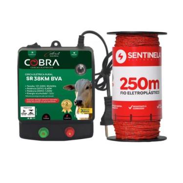 Imagem de Kit Eletrificador Cerca Rural 38km + Cabo 250m - Cobra