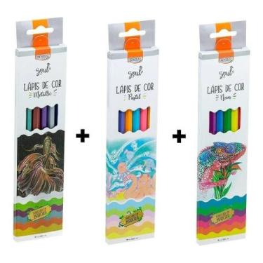 Imagem de Lápis de Cor BRW Pastel, Metalizado, Neon Opções c/ 06, 12 ou 18 Cores