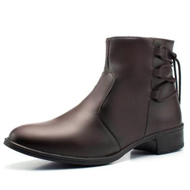 Imagem de Botas Femininas Cano Curto Moda Amarração Com Zíper Tendência - EXP, 3