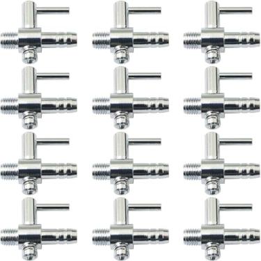 Imagem de WHYHKJ 12 peças Distribuidor de ar de aquário rosqueado de 1 via bomba de oxigênio de aquário acessório válvula de ajuste de volume de ar desviador válvula de controle de fluxo de ar de aquário para