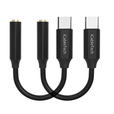 Imagem de Adaptador de fone de ouvido USB C, pacote com 2 adaptadores de fone de ouvido iCableTech Pixel 2 USB-C para fone de ouvido, adaptador de áudio de 3,5 mm Hi-Res com DAC