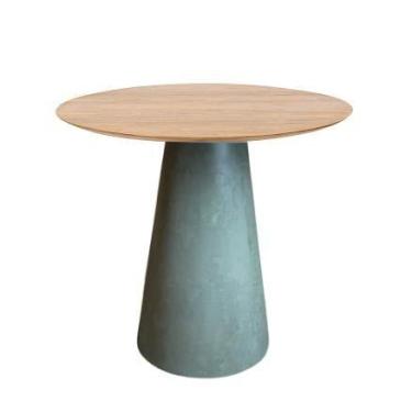 Imagem de Mesa de Apoio Cone Cimento Queimado - Tampo Freijó 60 cm Altura 70 cm 