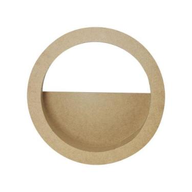 Imagem de Nicho Redondo Decorativo Meio Vazado Tamanho G 37x37x12 Mdf Madeira Cr
