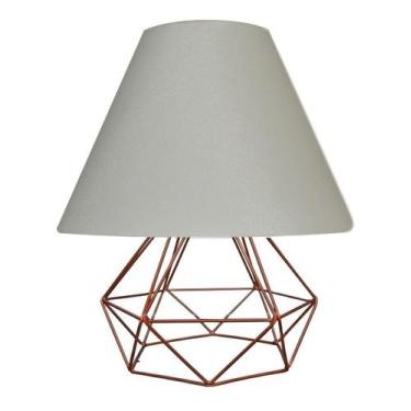 Imagem de Abajur Aramado Diamante e Cúpula De Tecido Ideal para Mesa De Canto, c