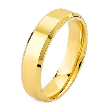 Imagem de Anel Avulso Banhado Aliança Casamento Chanfrada 4mm Anatômica Envio Rá