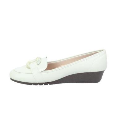 Imagem de Sapato Moleca Confort Anabela, 38, Branco off